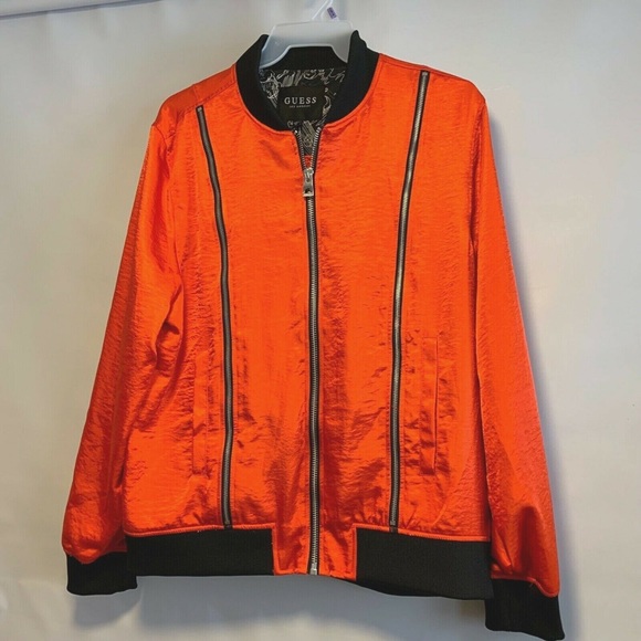 Guess Other - Guess Mens Orange Satin Bomber